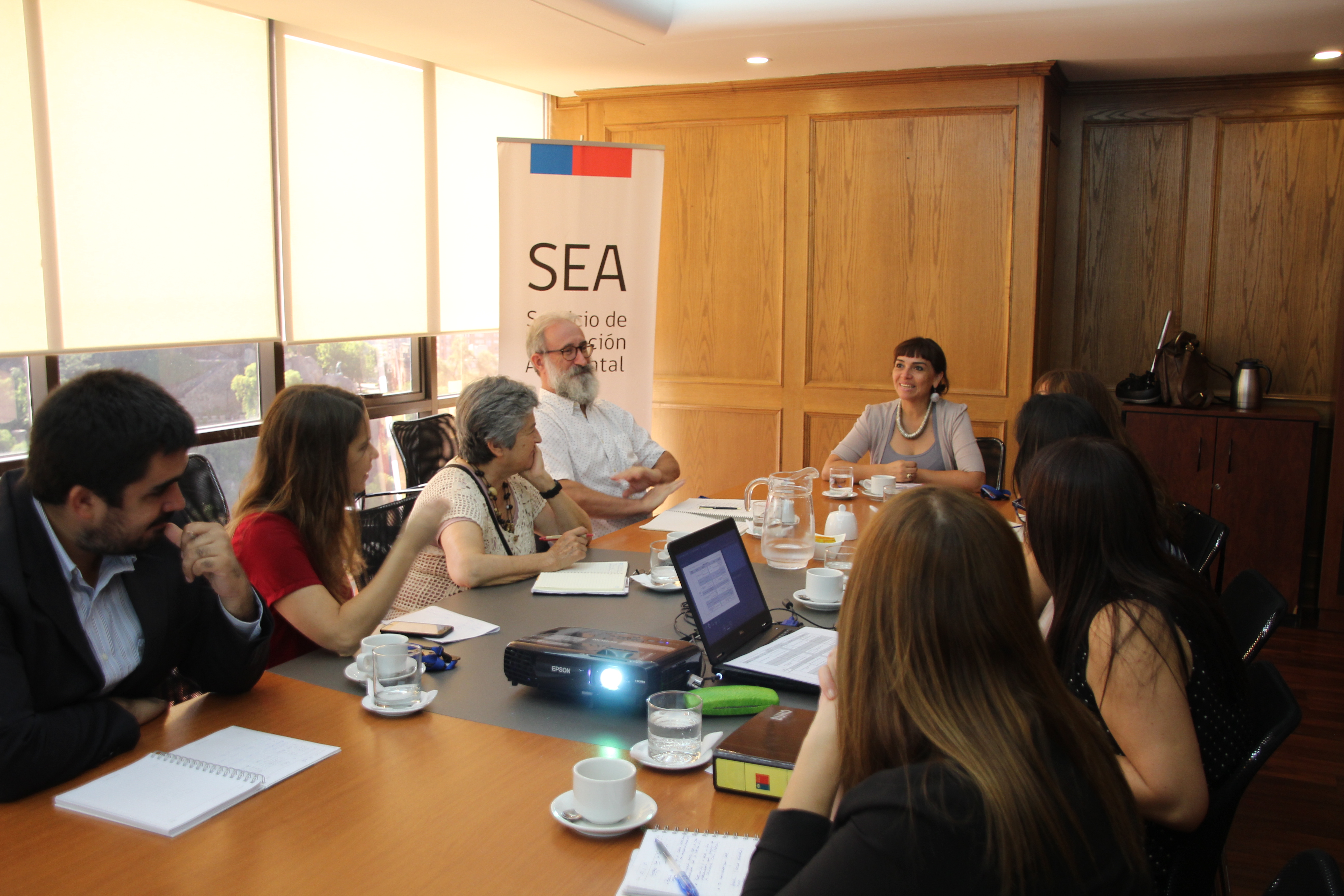 Los miembros del Consejo Alicia Esparza, Javier Simonetti, Matilde López y Gabriela Burdiles, junto al abogado Iván Parra del SEA.