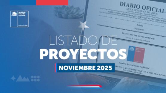 Listado de proyectos y actividades, presentados mediante Declaración de Impacto Ambiental (DIA) durante noviembre de 2025.