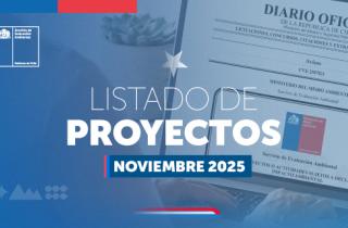 Listado de proyectos y actividades, presentados mediante Declaración de Impacto Ambiental (DIA) durante noviembre de 2025.
